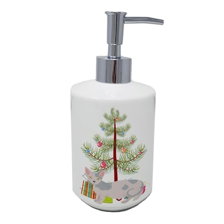 Carolines Treasures 7 x 3.5 in. Minskin Cat Merry Christmas Ceramic Soap Dispenser CK4655SOAP